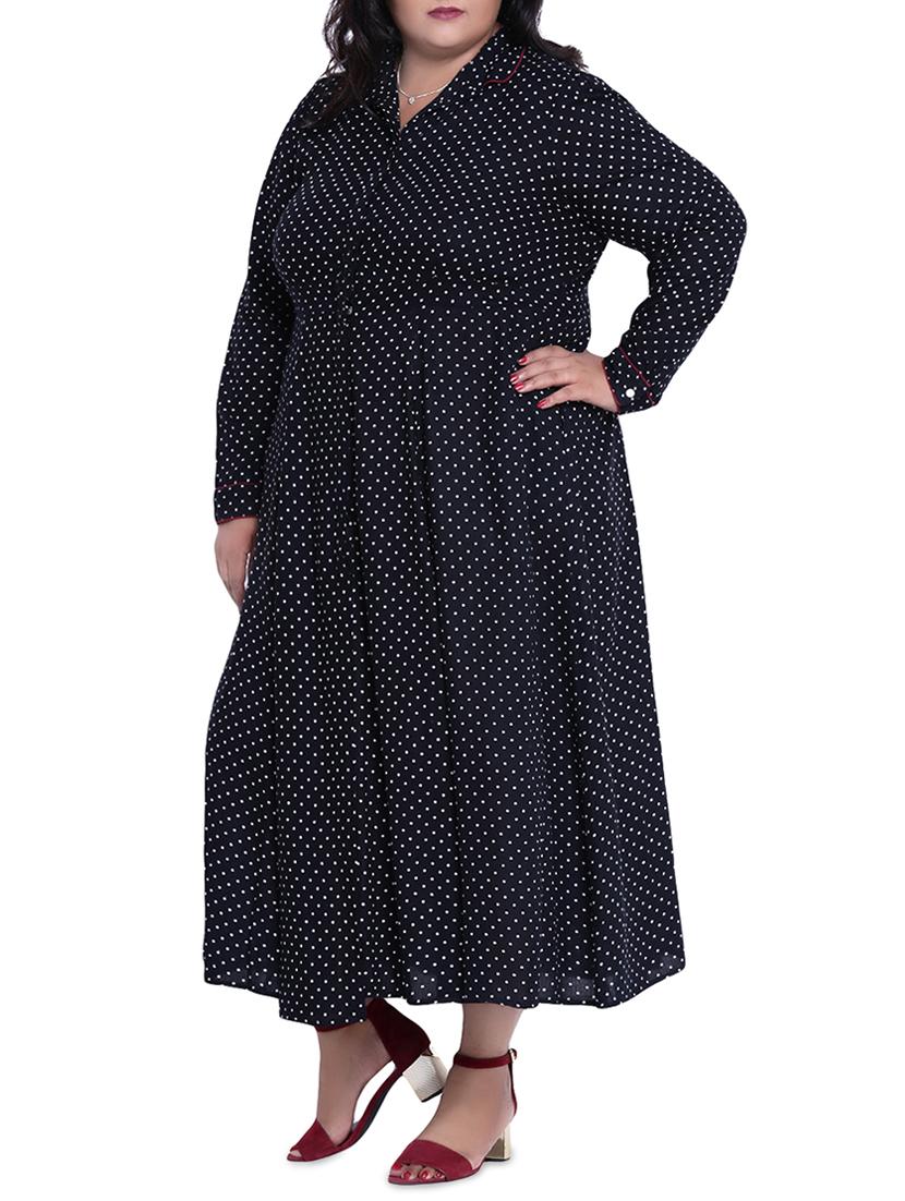 front slit polka dots plus dress - 16006789 - Zoom Image - 2