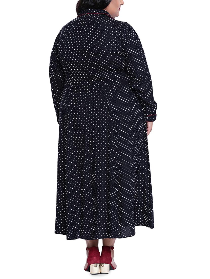 front slit polka dots plus dress - 16006789 - Zoom Image - 3