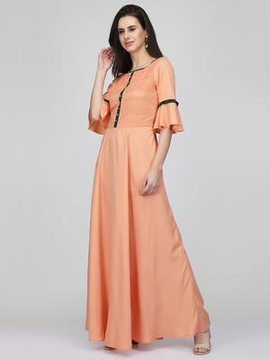 embroidered bell sleeves flare ethnic dress - 16007031 - Standard Image - 2