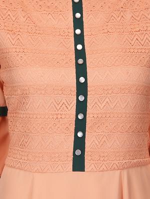 embroidered bell sleeves flare ethnic dress - 16007031 - Standard Image - 4