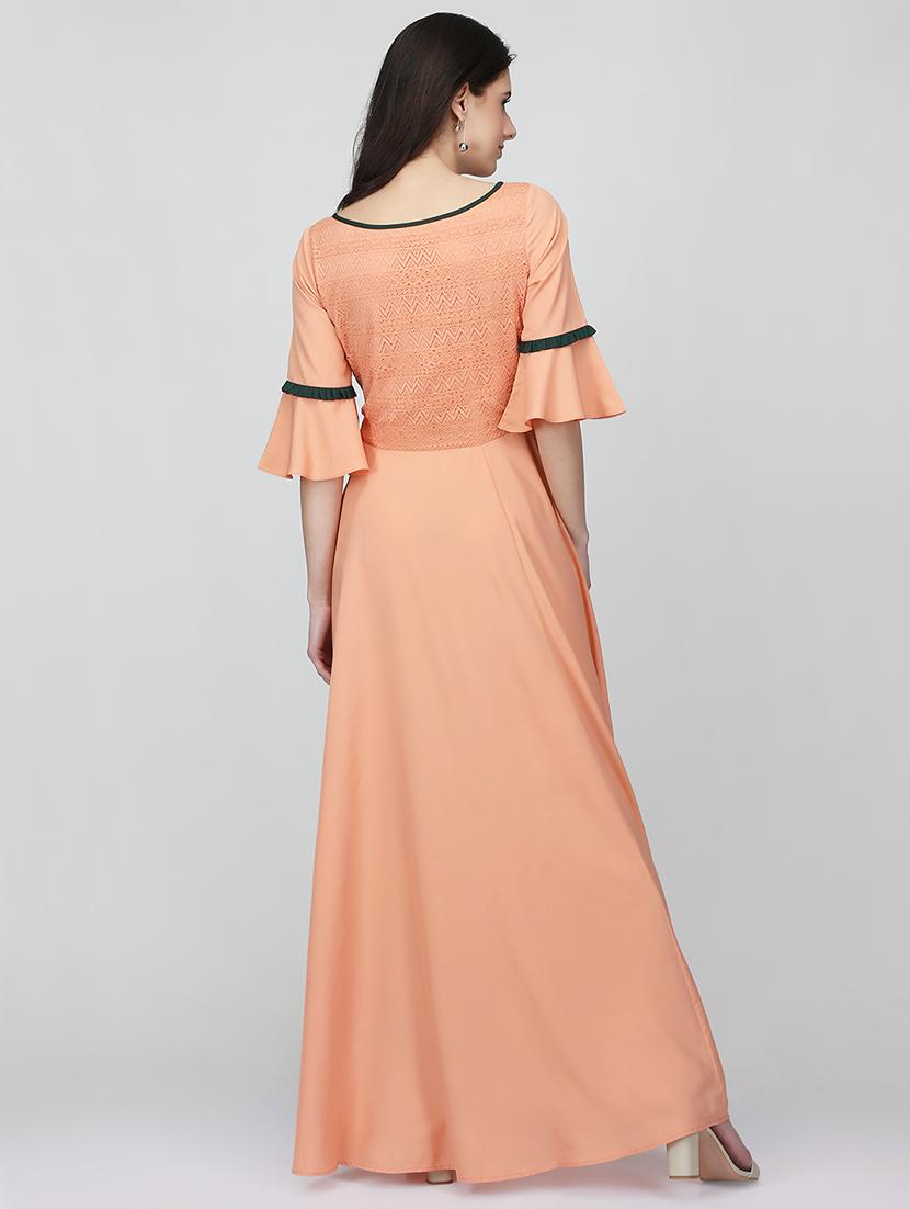 embroidered bell sleeves flare ethnic dress - 16007031 - Zoom Image - 3