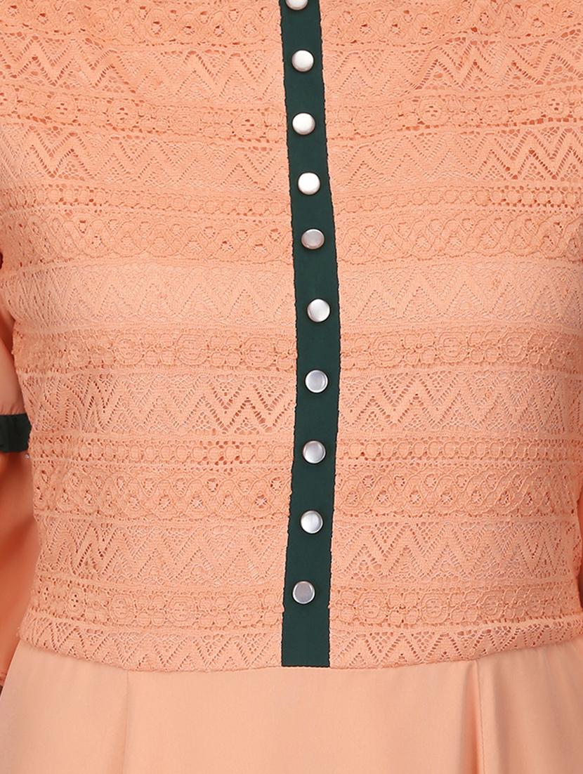 embroidered bell sleeves flare ethnic dress - 16007031 - Zoom Image - 4