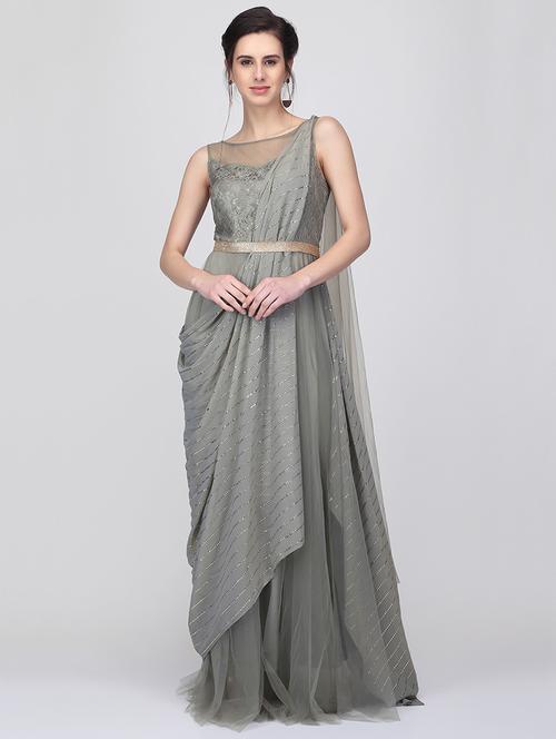 embellished cowl drape gown - 16007036 - Standard Image - 1