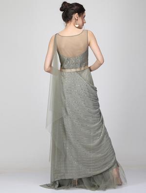 embellished cowl drape gown - 16007036 - Standard Image - 3