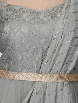 embellished cowl drape gown - 16007036 - Standard Image - 4