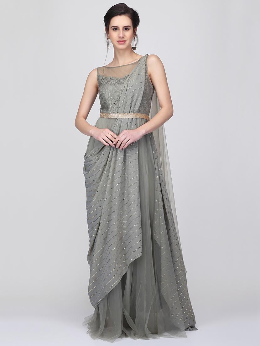 embellished cowl drape gown - 16007036 - Zoom Image - 1