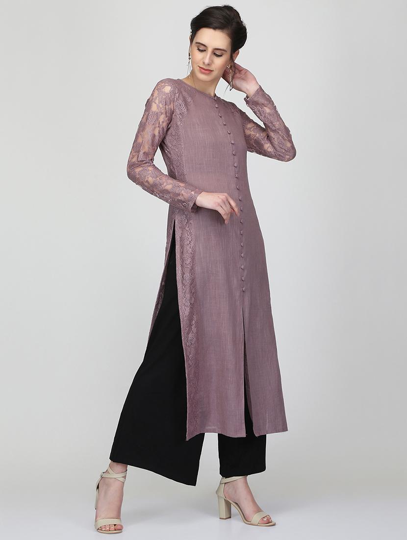 solid straight kurta - 16007039 - Zoom Image - 2