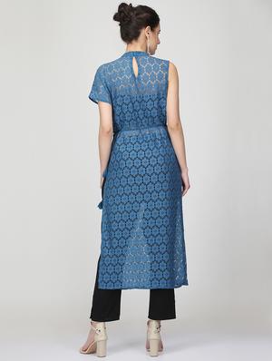 net straight kurta - 16007042 - Standard Image - 3