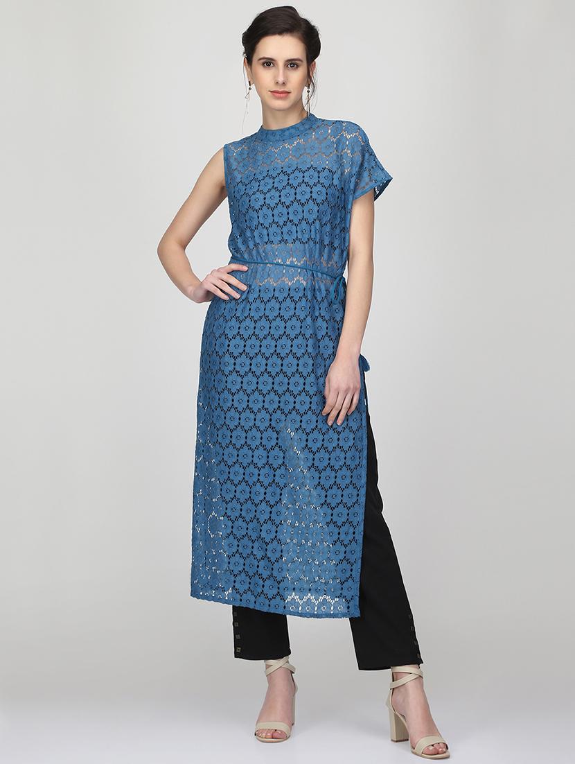 net straight kurta - 16007042 - Zoom Image - 1