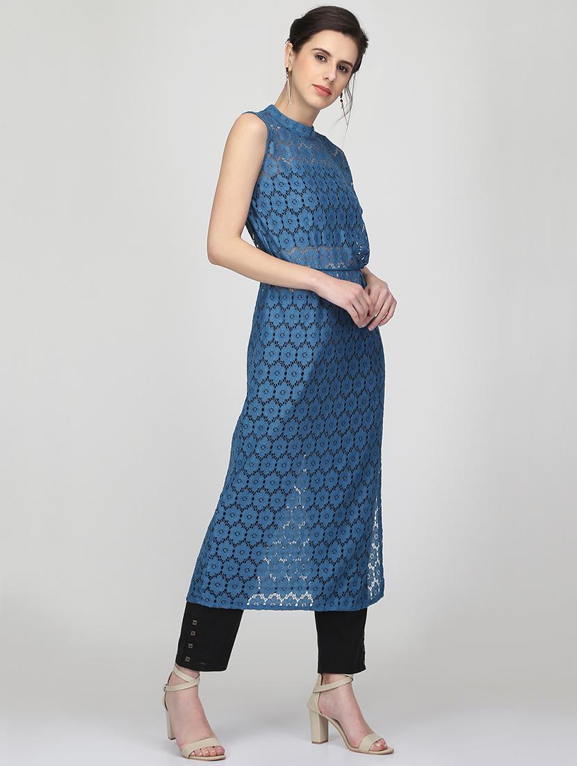 net straight kurta - 16007042 - Zoom Image - 2