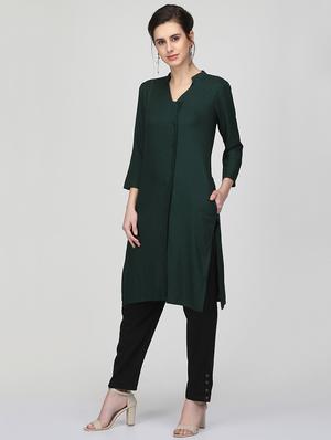 solid straight kurta - 16007044 - Standard Image - 2