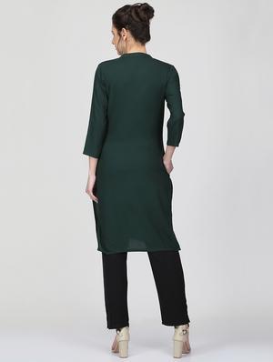 solid straight kurta - 16007044 - Standard Image - 3