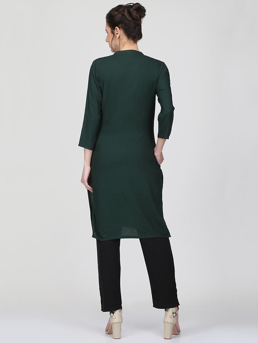 solid straight kurta - 16007044 - Zoom Image - 3