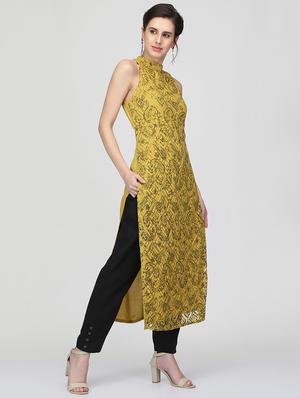 printed straight kurta - 16007045 - Standard Image - 2