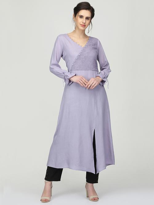solid a-line kurta - 16007046 - Standard Image - 1