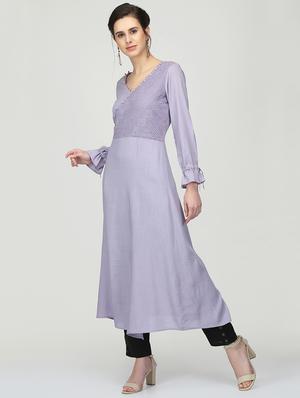solid a-line kurta - 16007046 - Standard Image - 2