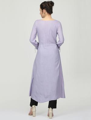 solid a-line kurta - 16007046 - Standard Image - 3
