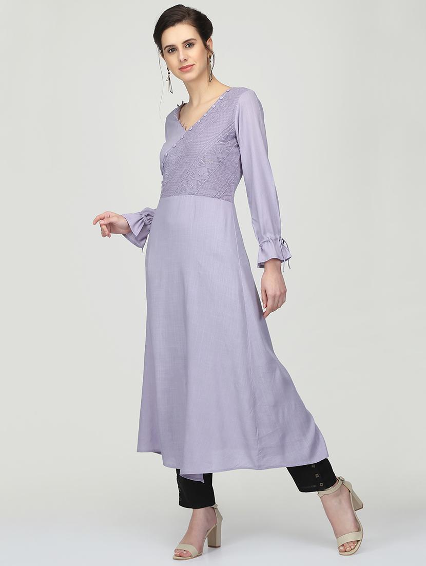 solid a-line kurta - 16007046 - Zoom Image - 2