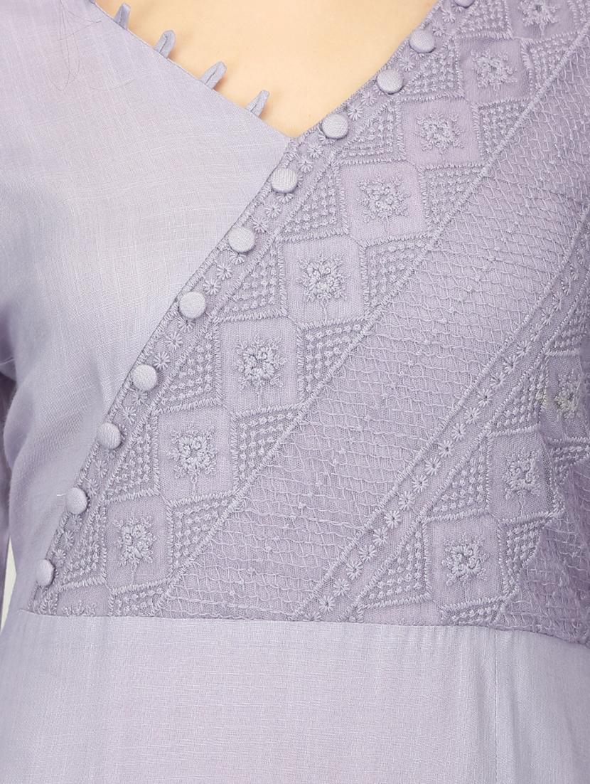 solid a-line kurta - 16007046 - Zoom Image - 4