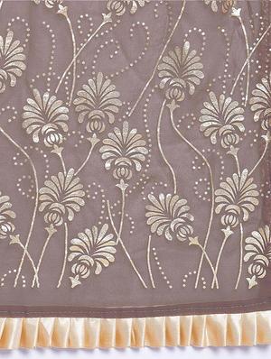 ruffle border foil printed saree with blouse - 16007161 - Standard Image - 4