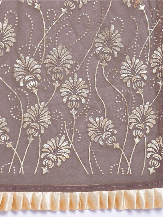 ruffle border foil printed saree with blouse - 16007161 - Zoom Image - 4