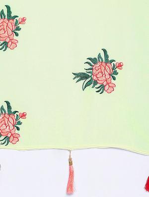 floral parrot green embroidered saree with blouse - 16007167 - Standard Image - 4