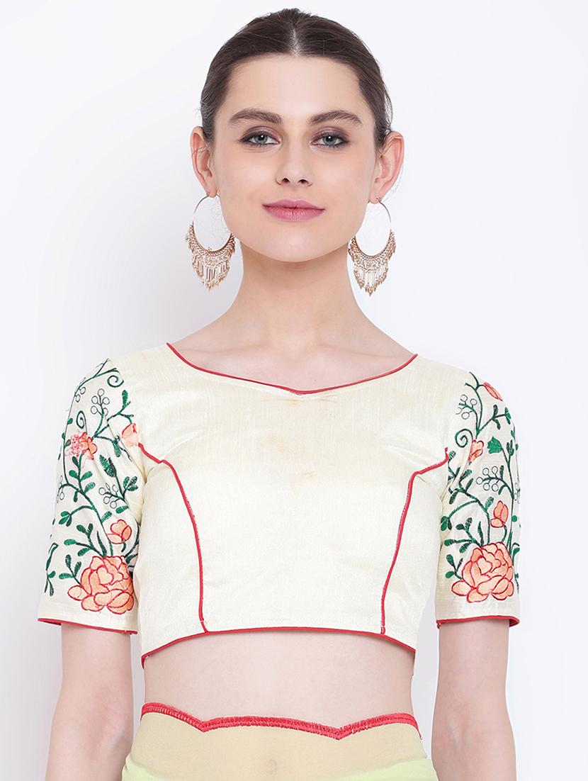 floral parrot green embroidered saree with blouse - 16007167 - Zoom Image - 3