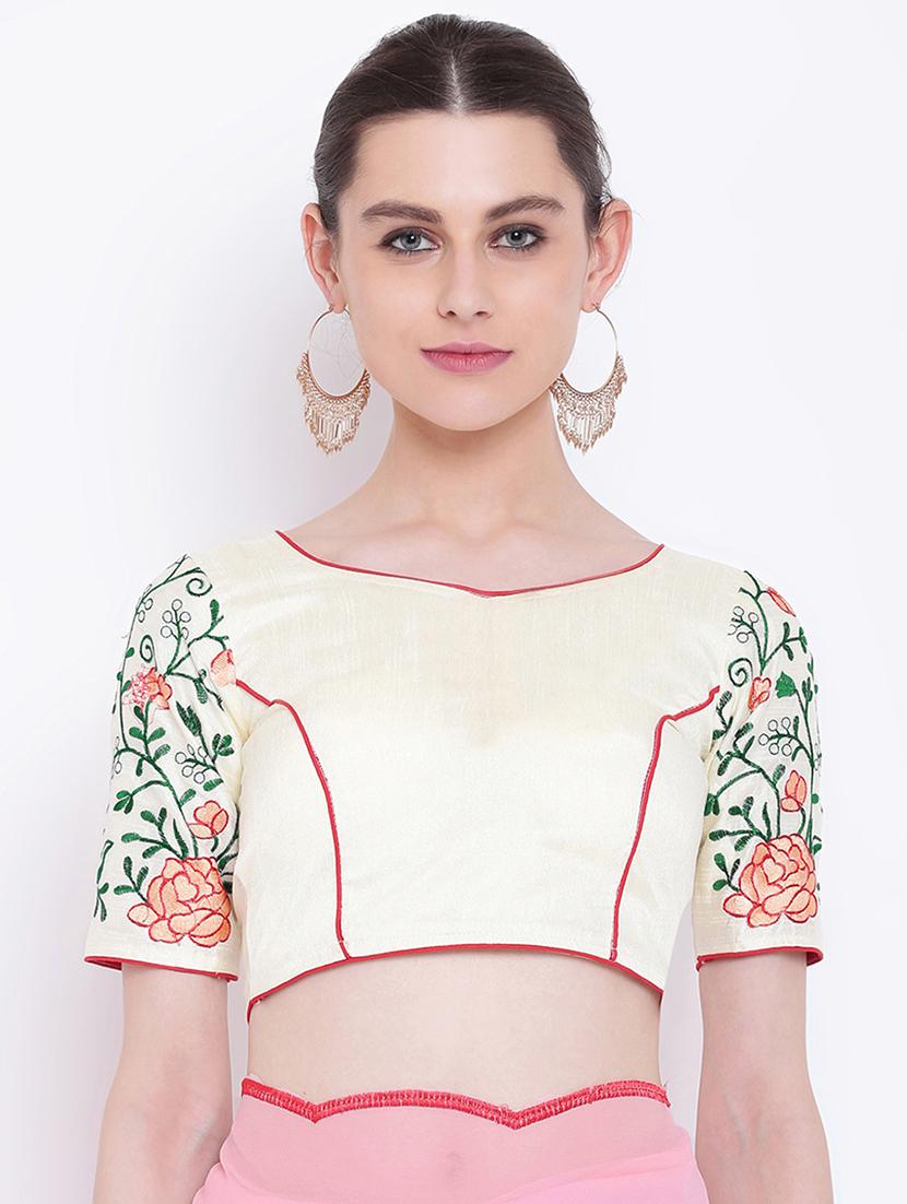 floral pink embroidered saree with blouse - 16007169 - Zoom Image - 3