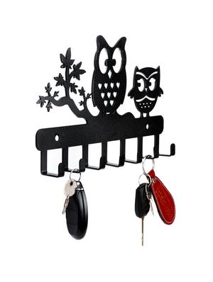 sehaz artworks decorative metel 7 hooks wall keyholder 2-owls for kitchen utensil, bathroom towel hooks hat rack - 16007170 - Standard Image - 3