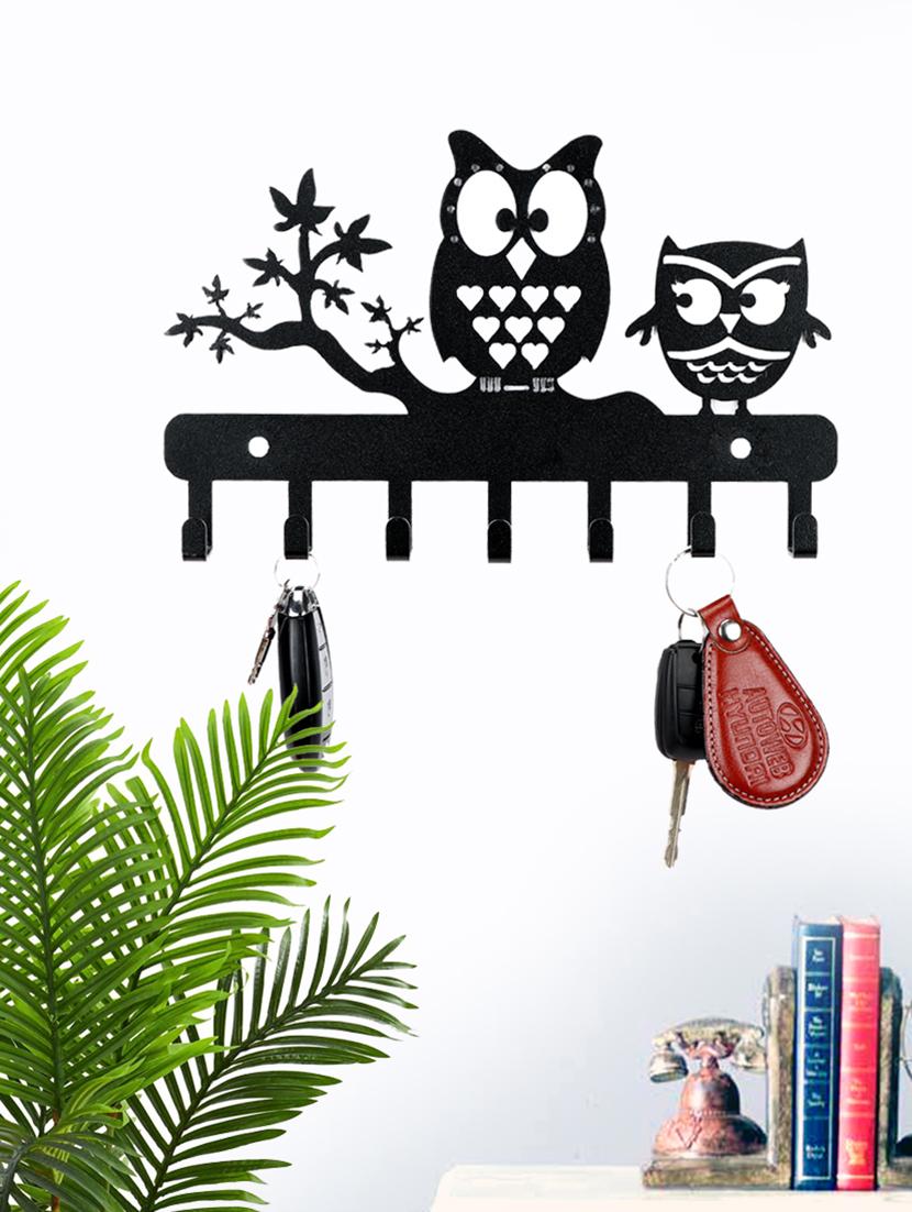 sehaz artworks decorative metel 7 hooks wall keyholder 2-owls for kitchen utensil, bathroom towel hooks hat rack - 16007170 - Zoom Image - 1