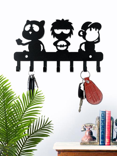 sehaz artworks decorative metel 7 hooks wall keyholder 3_idiots for kitchen utensil, bathroom towel hooks hat rack - 16007171 - Standard Image - 1