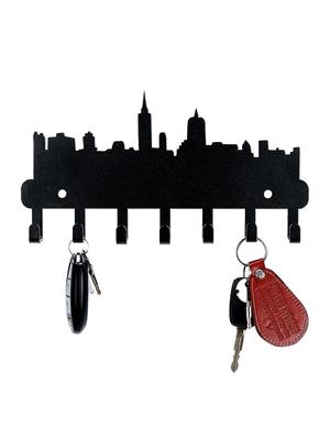 sehaz artworks decorative metel 7 hooks wall keyholder metro_city for kitchen utensil, bathroom towel hooks hat rack - 16007184 - Standard Image - 2
