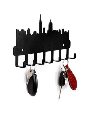 sehaz artworks decorative metel 7 hooks wall keyholder metro_city for kitchen utensil, bathroom towel hooks hat rack - 16007184 - Standard Image - 3