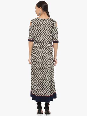 flared chevron kurta with tassels - 16007478 - Standard Image - 3