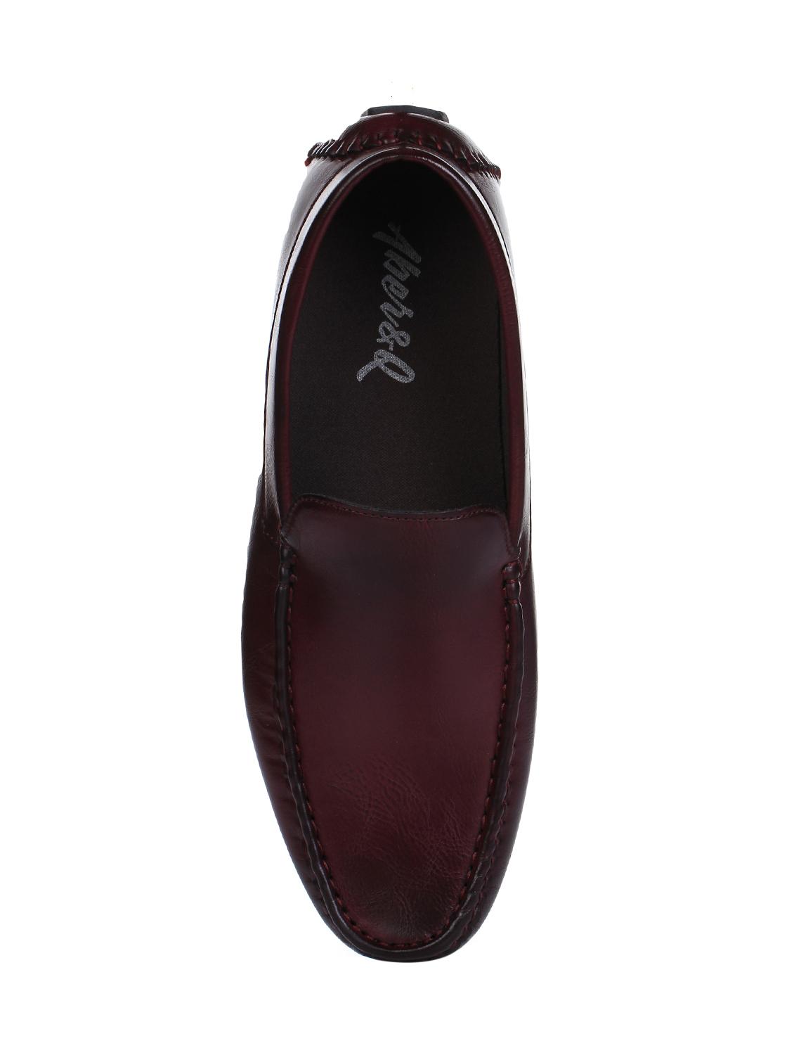 maroon leather slip on loafers - 16007862 - Zoom Image - 4