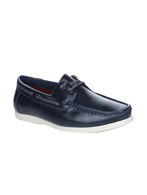 navy leatherette lace up boatshoes - 16007892 - Standard Image - 1