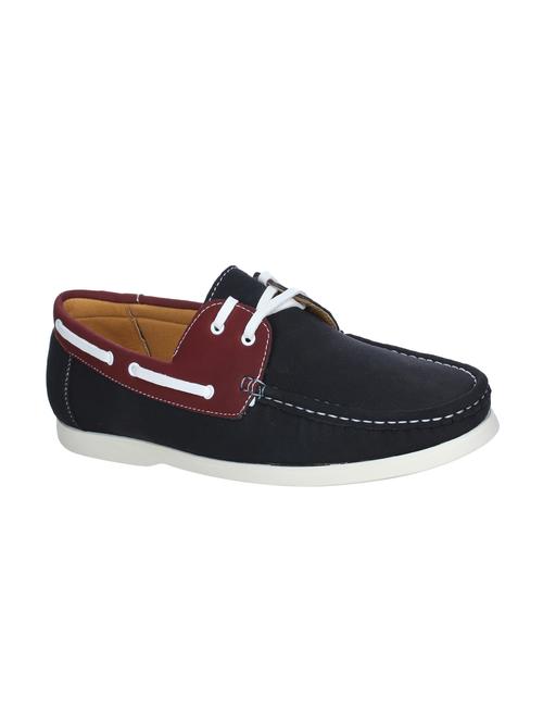 navy leatherette lace up boatshoes - 16007893 - Standard Image - 1