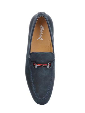navy leather formal slip ons - 16007928 - Standard Image - 4