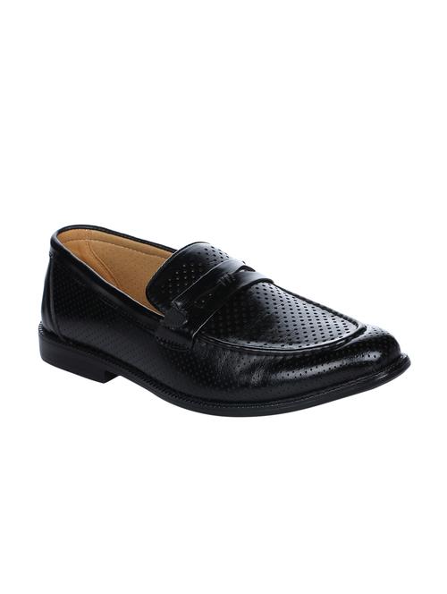 black leatherette formal slip ons - 16007933 - Standard Image - 1