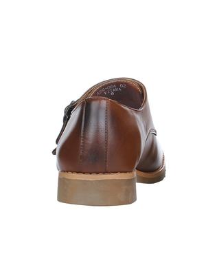 brown leather slip on monk straps - 16007942 - Standard Image - 3