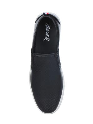 black leather casual slip ons - 16007944 - Standard Image - 4