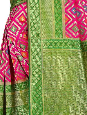 geometrical zari motif pink banarasi saree with blouse - 16007975 - Standard Image - 2