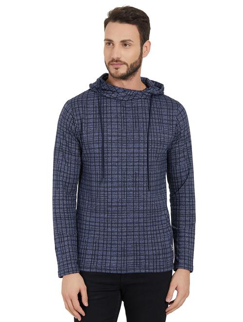 blue checkered hooded t-shirt - 16008032 - Standard Image - 1