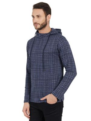 blue checkered hooded t-shirt - 16008032 - Standard Image - 2