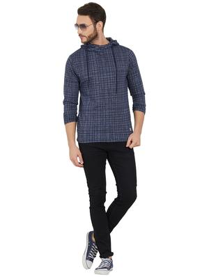 blue checkered hooded t-shirt - 16008032 - Standard Image - 4