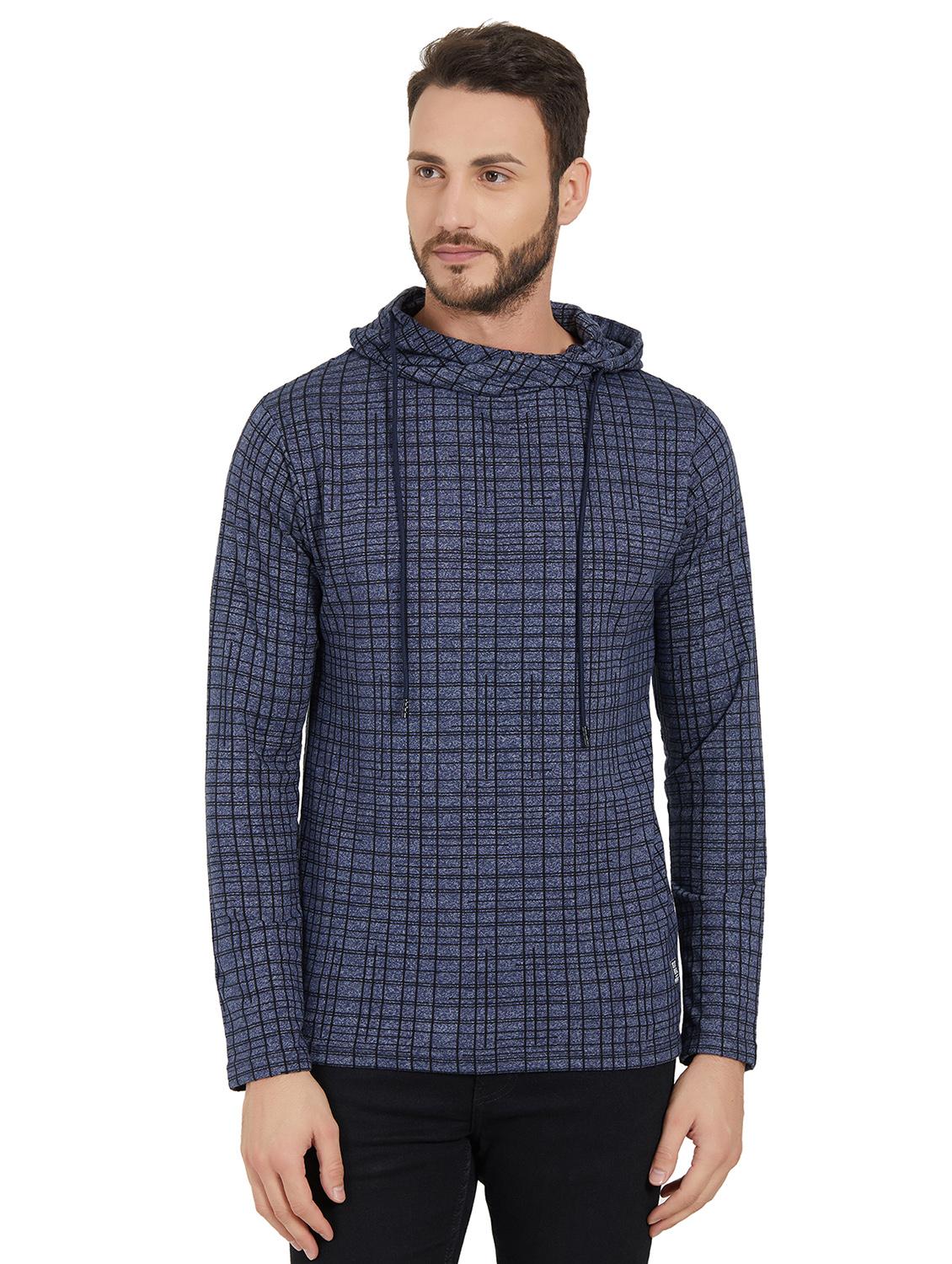blue checkered hooded t-shirt - 16008032 - Zoom Image - 1