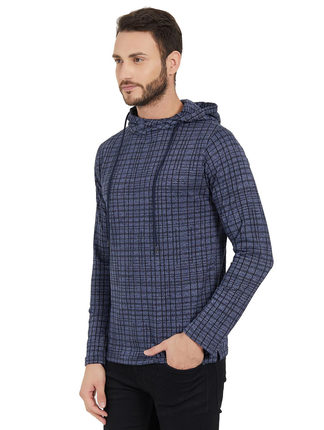 blue checkered hooded t-shirt - 16008032 - Zoom Image - 2