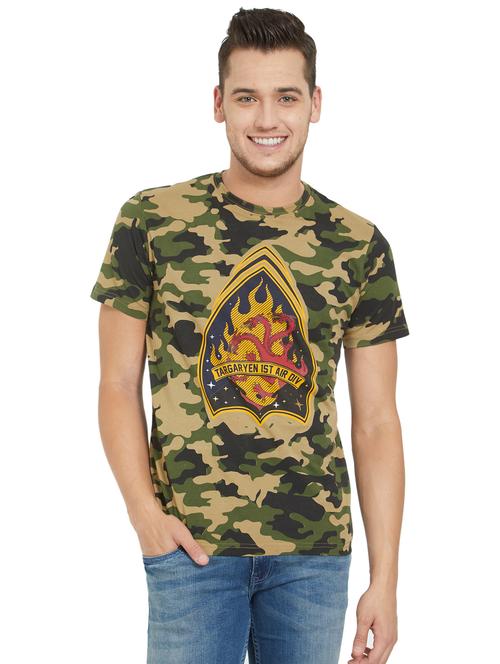 green camouflage printed t-shirt - 16008051 - Standard Image - 1