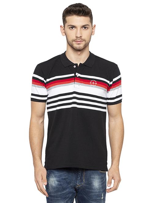 black striped polo tshirt - 16008061 - Standard Image - 1