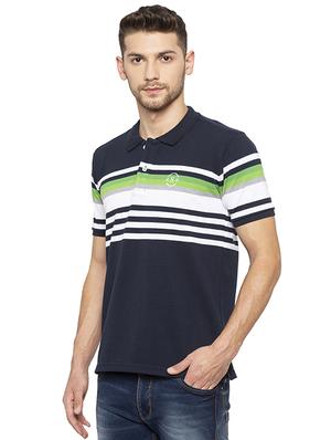 navy blue striped polo tshirt - 16008062 - Standard Image - 2
